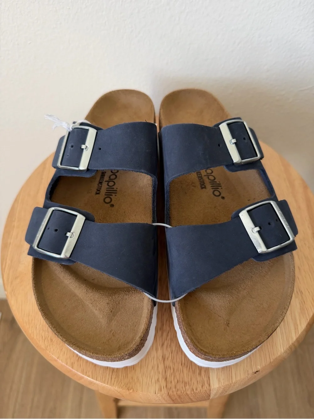 NWT Papillio Birkenstock Navy Nubuck Platform Sandals EU 41